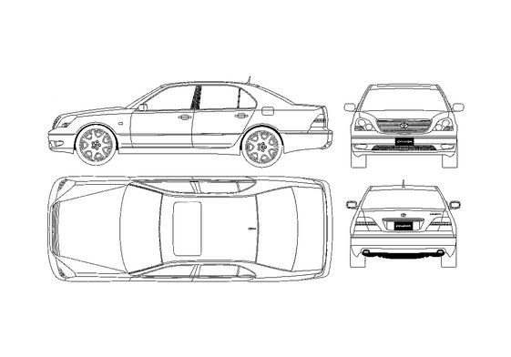 Download drawing Lexus LS 430 Sedan 2003 in ai pdf png svg formats